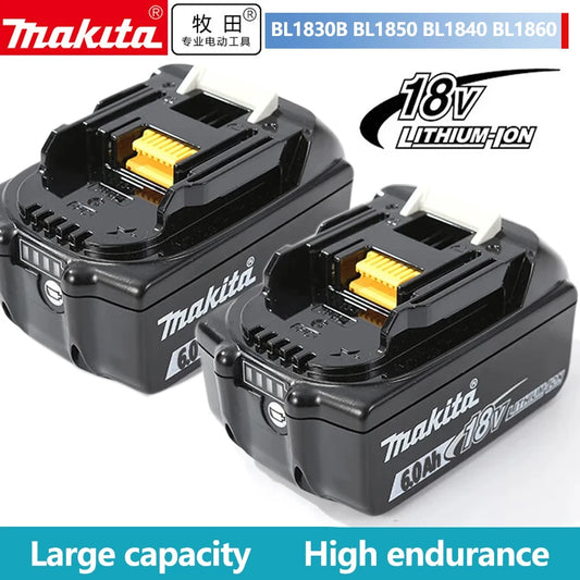 Makita-100% Original Rechargeable Power Tool Battery, Replaceable LED Lithium-ion, 6.0 Ah 18V LXT BL1860B BL1860BL1850